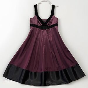 Y2K Banana Republic Babydoll Dress Women's Sz 6 Silk Purple Black Fairy Goth‎